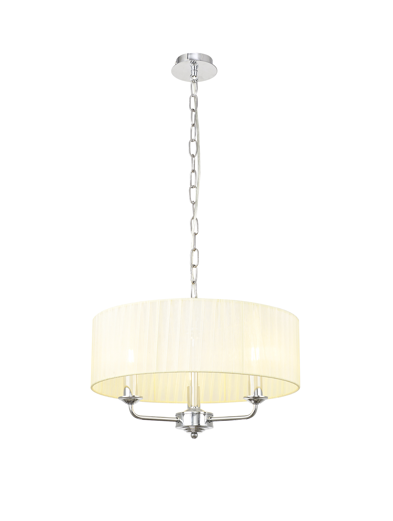 DK0857  Banyan 45cm 3 Light Pendant Polished Chrome, Cream